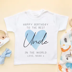 Happy Birthday Uncle Blue Heart Personalised Toddler & Kids T Shirt