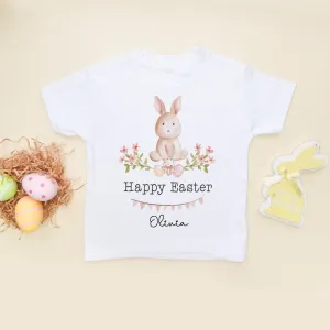 Happy Easter Cute Bunny Personalised Kids & Toddler T Shirt