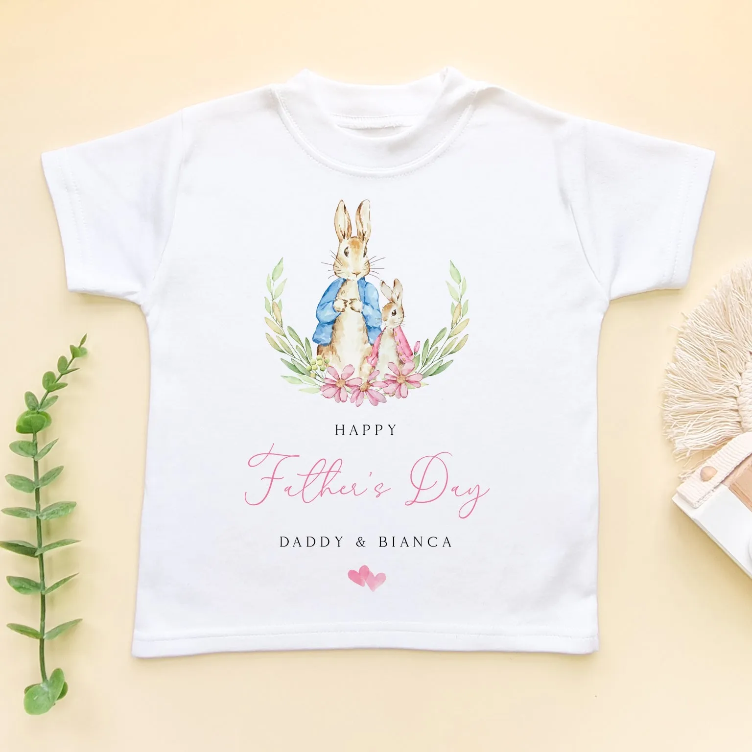 Happy Father's Day Peter Rabbit Girl Inspired Personalised Toddler & Kids T Shirt