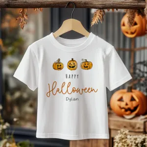 Happy Halloween Pumpkins Personalised Toddler & Kids T Shirt