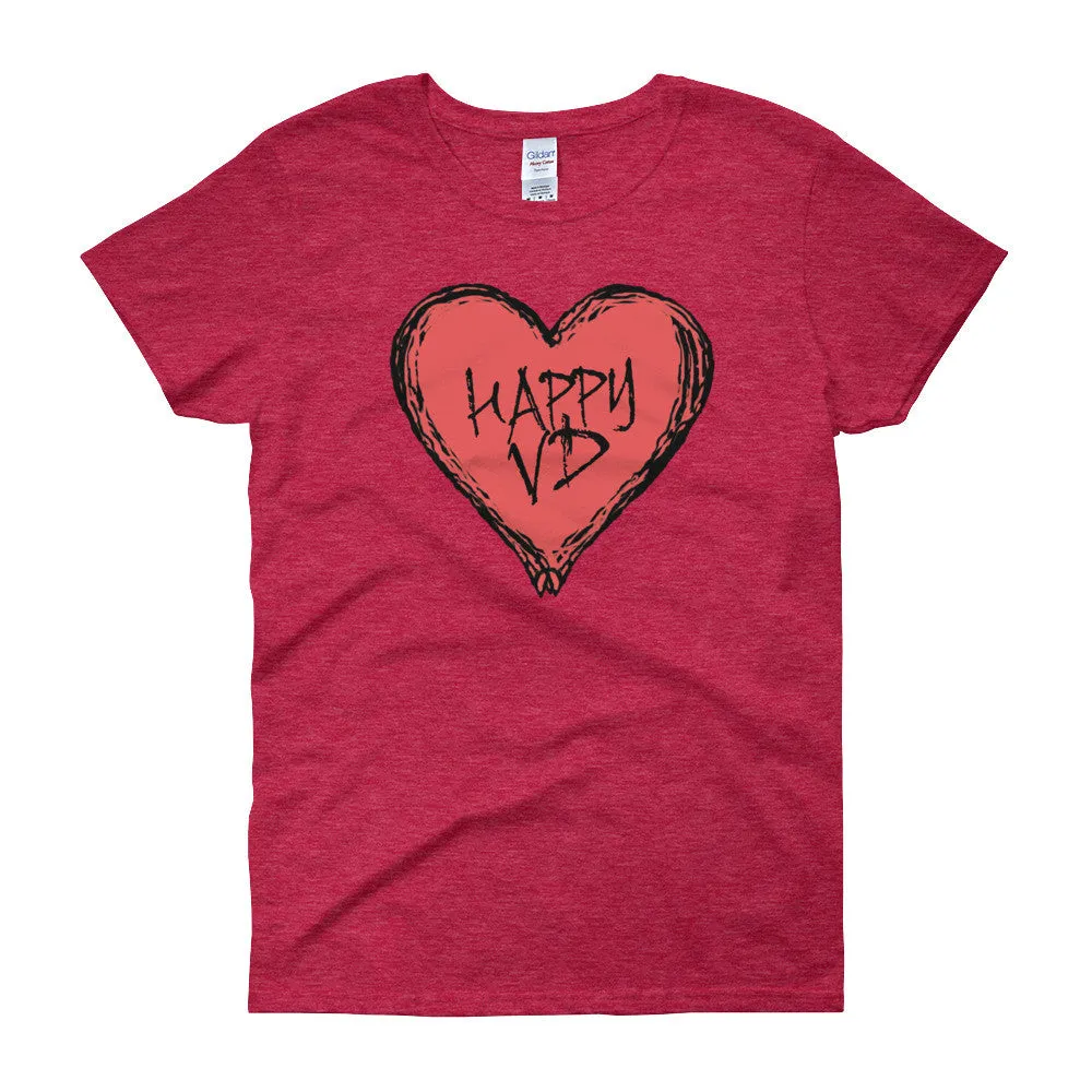 Happy VD Valentines Day Heart Fitted T-Shirt