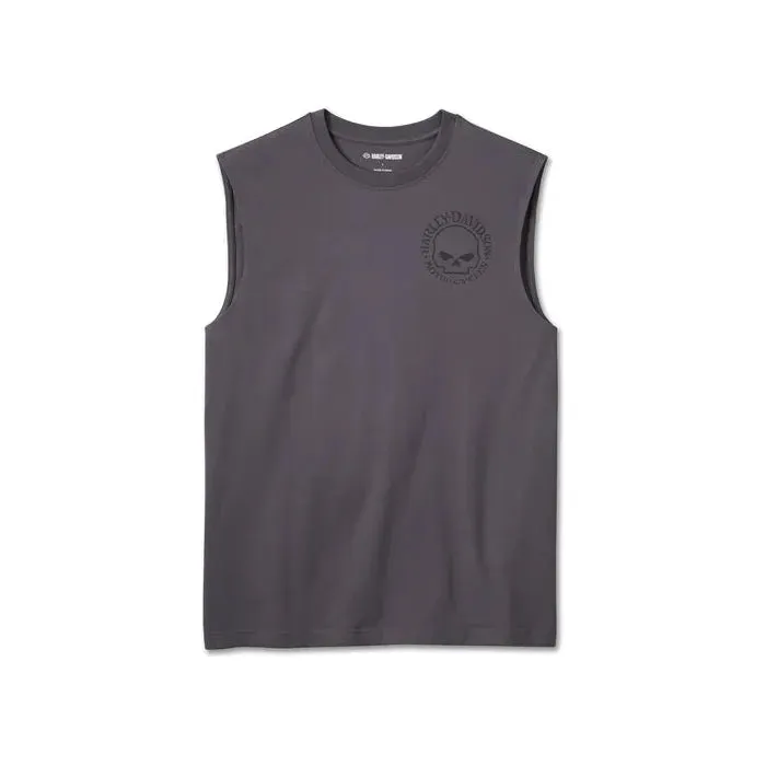 Harley-Davidson® Men's Willie G Skull Muscle Tee - Blackened Pearl