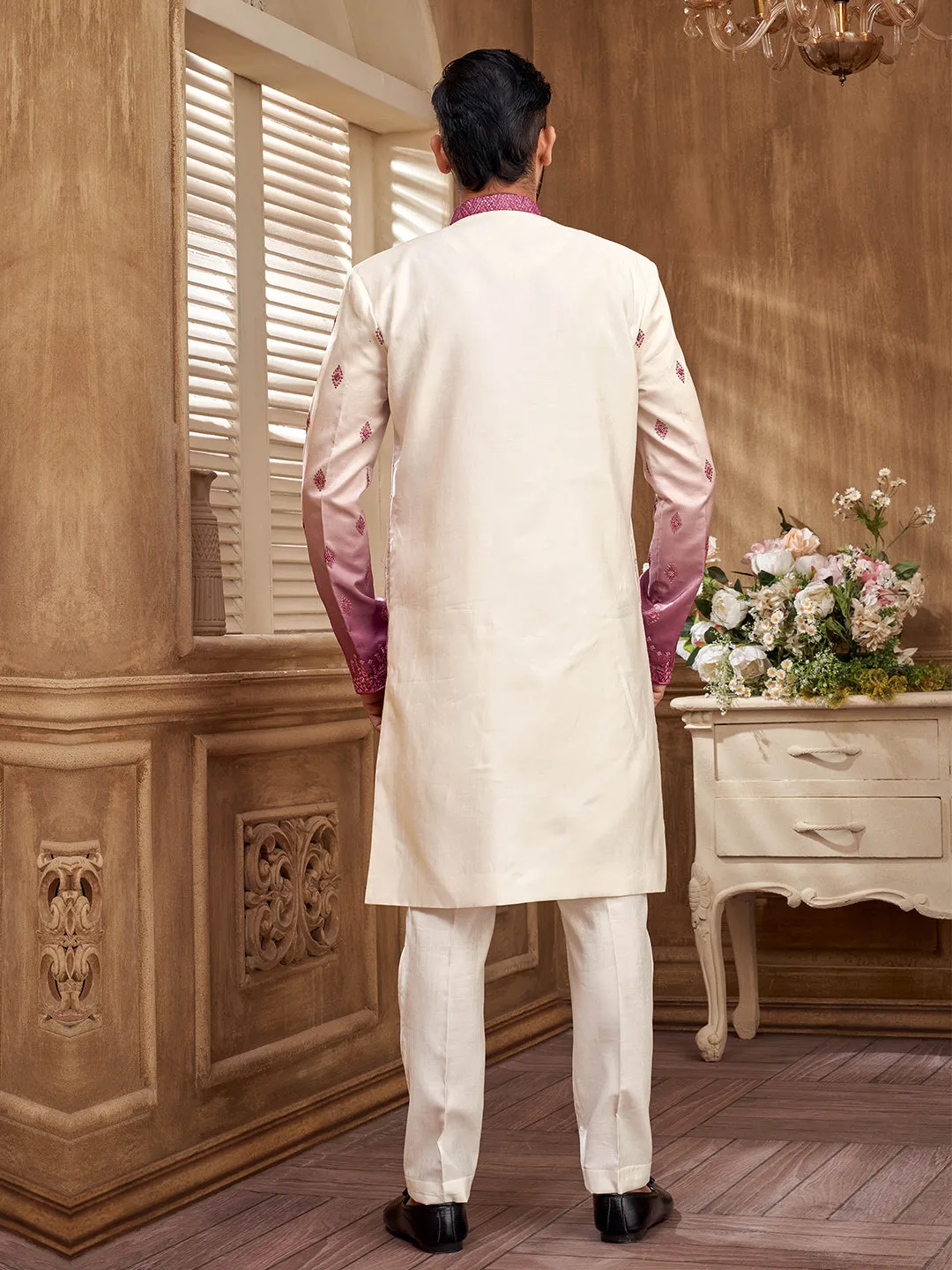 Harmonious Blend of Tradition  Pink and White Indo-Western Set
