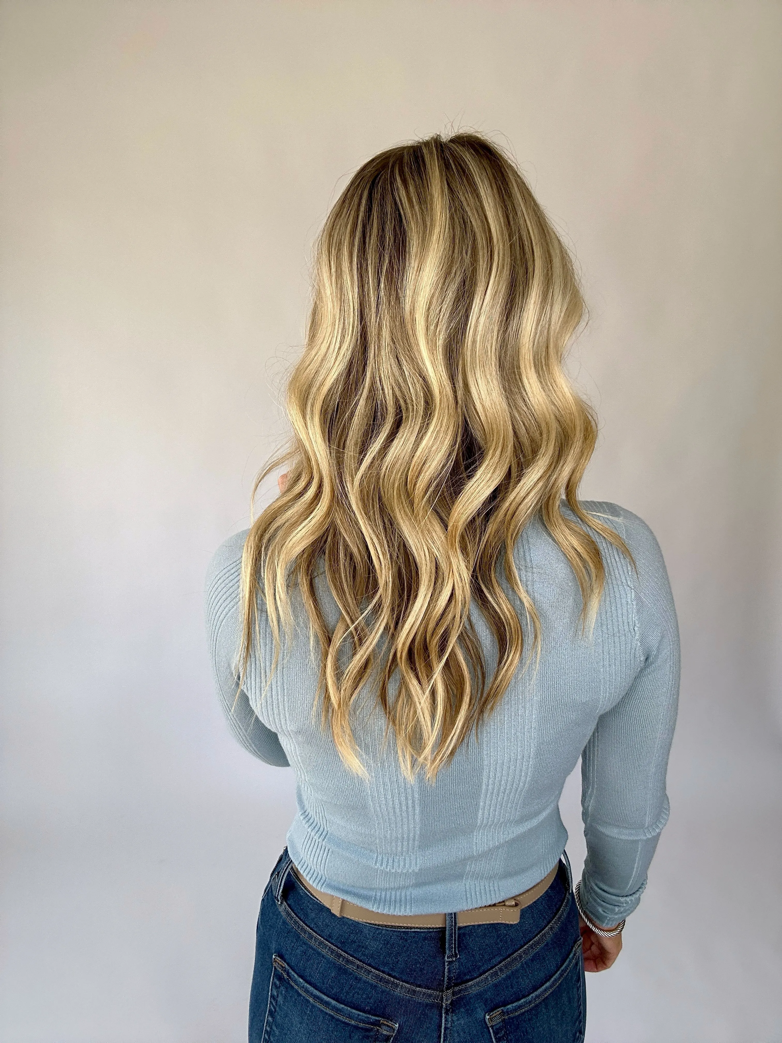 Have Your Fun Ribbed Long Sleeve Top - Light Blue