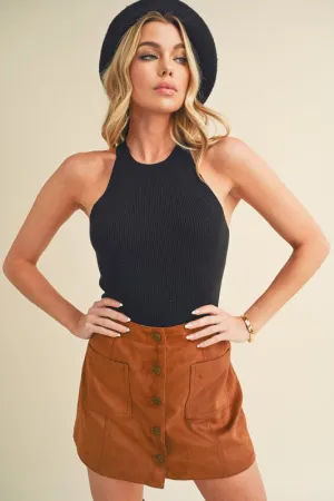 Hazel Blues® |  Aemi   Co Grecian Neck Ribbed Tank
