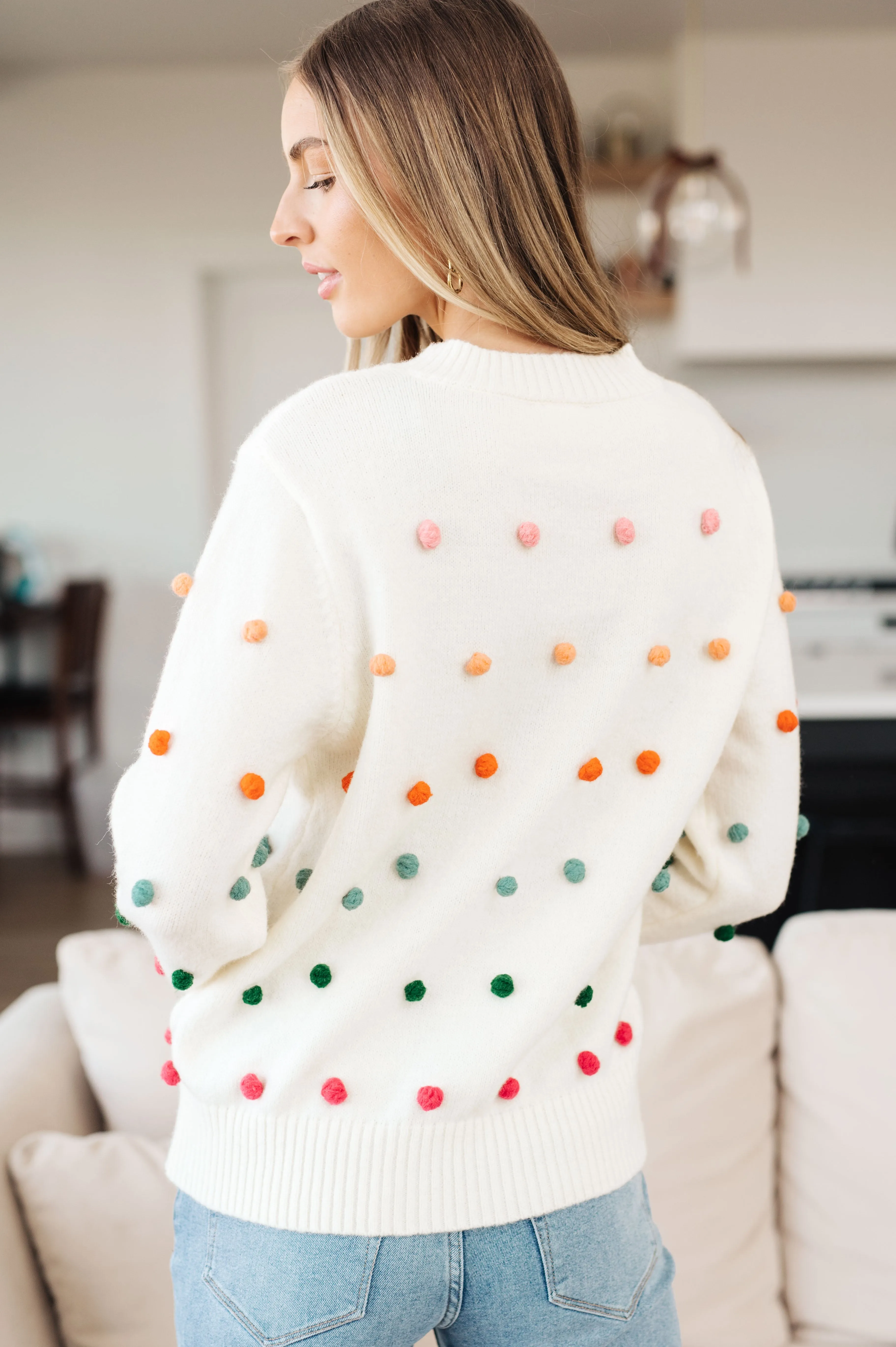 Hazel Blues® |  Candy Buttons Pom Detail Sweater