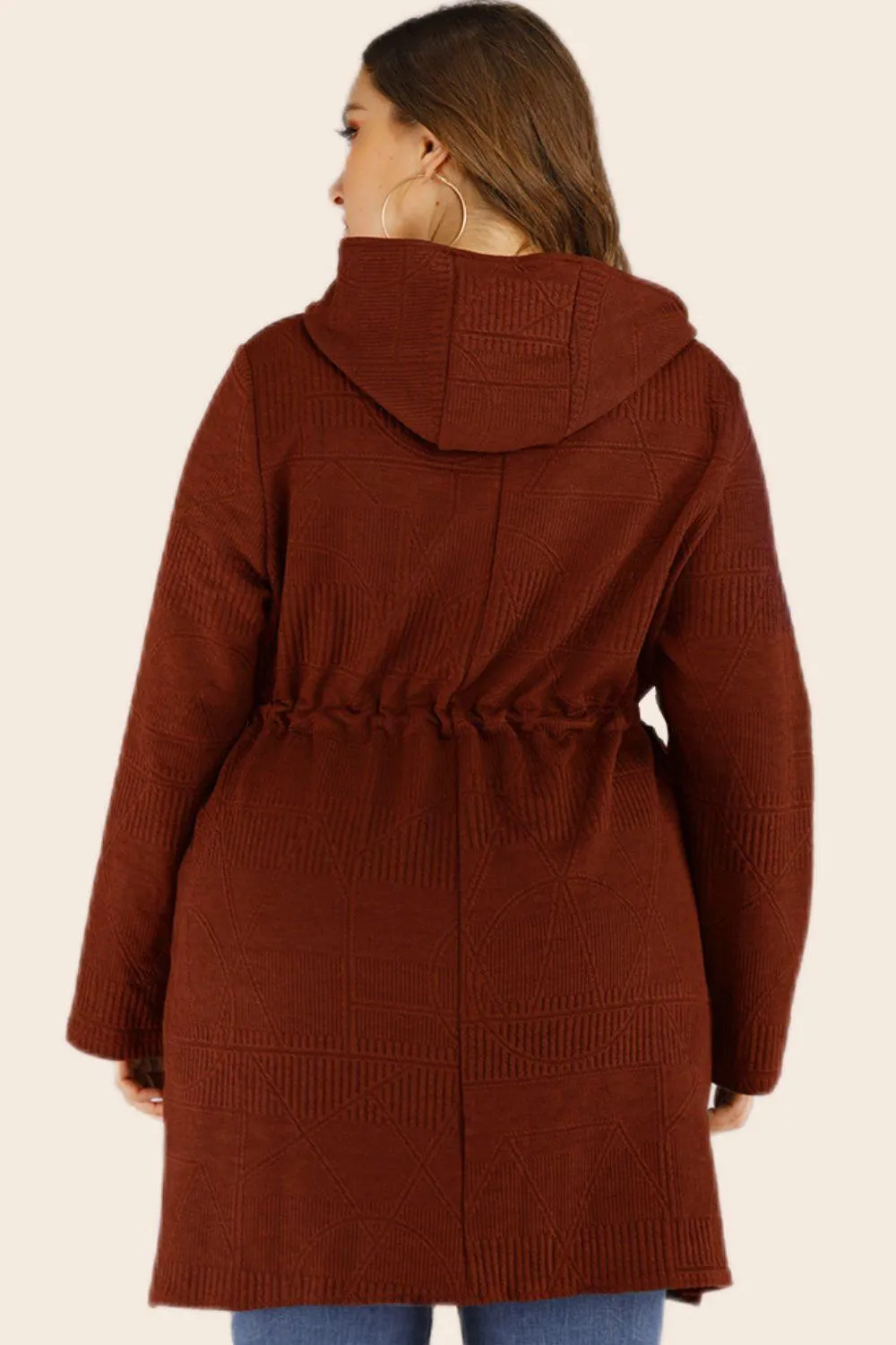 Hazel Blues® | Drawstring Waist Hooded Cardigan with Pockets