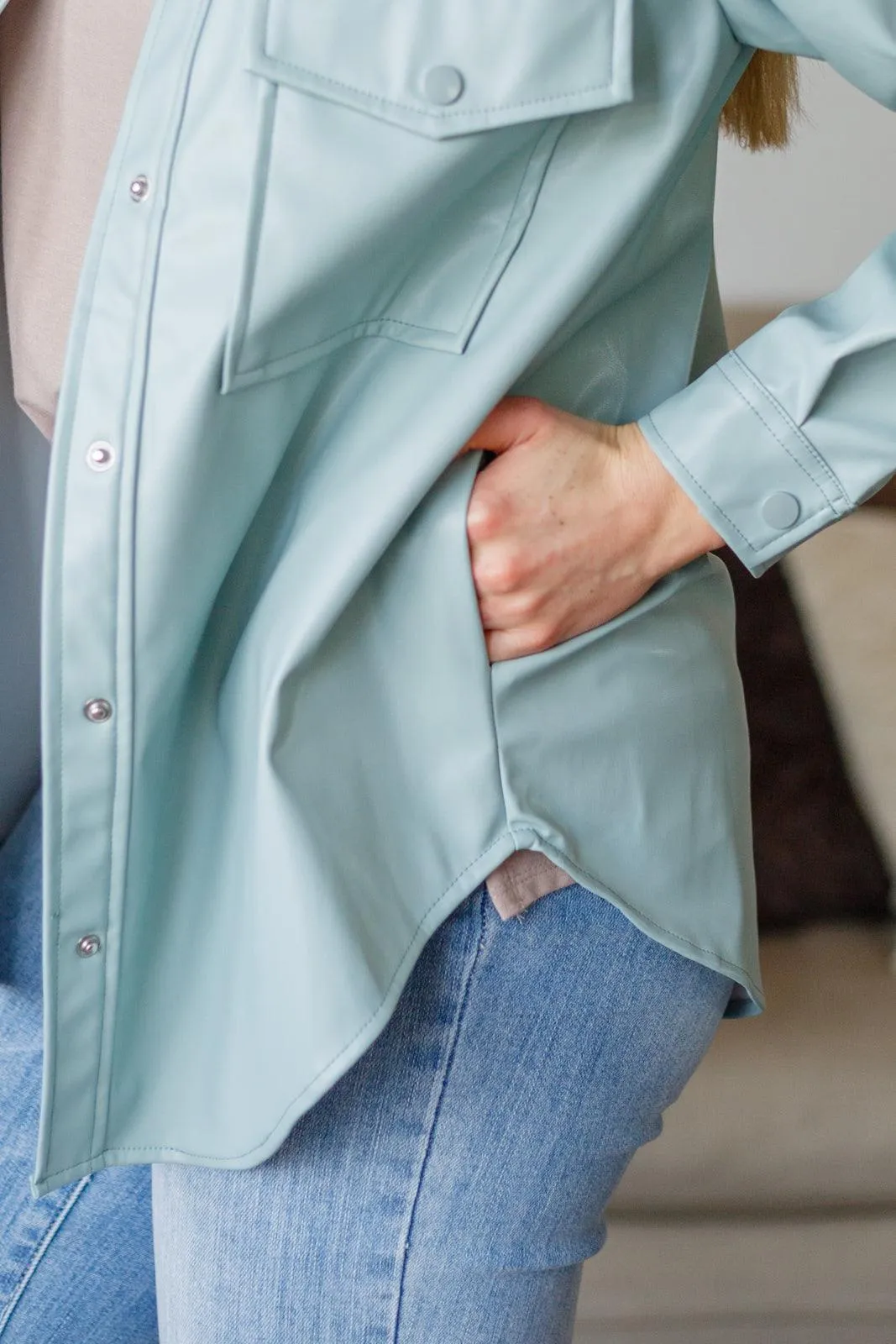 Hazel Blues® | Endlessly Longing Faux Leather Shacket