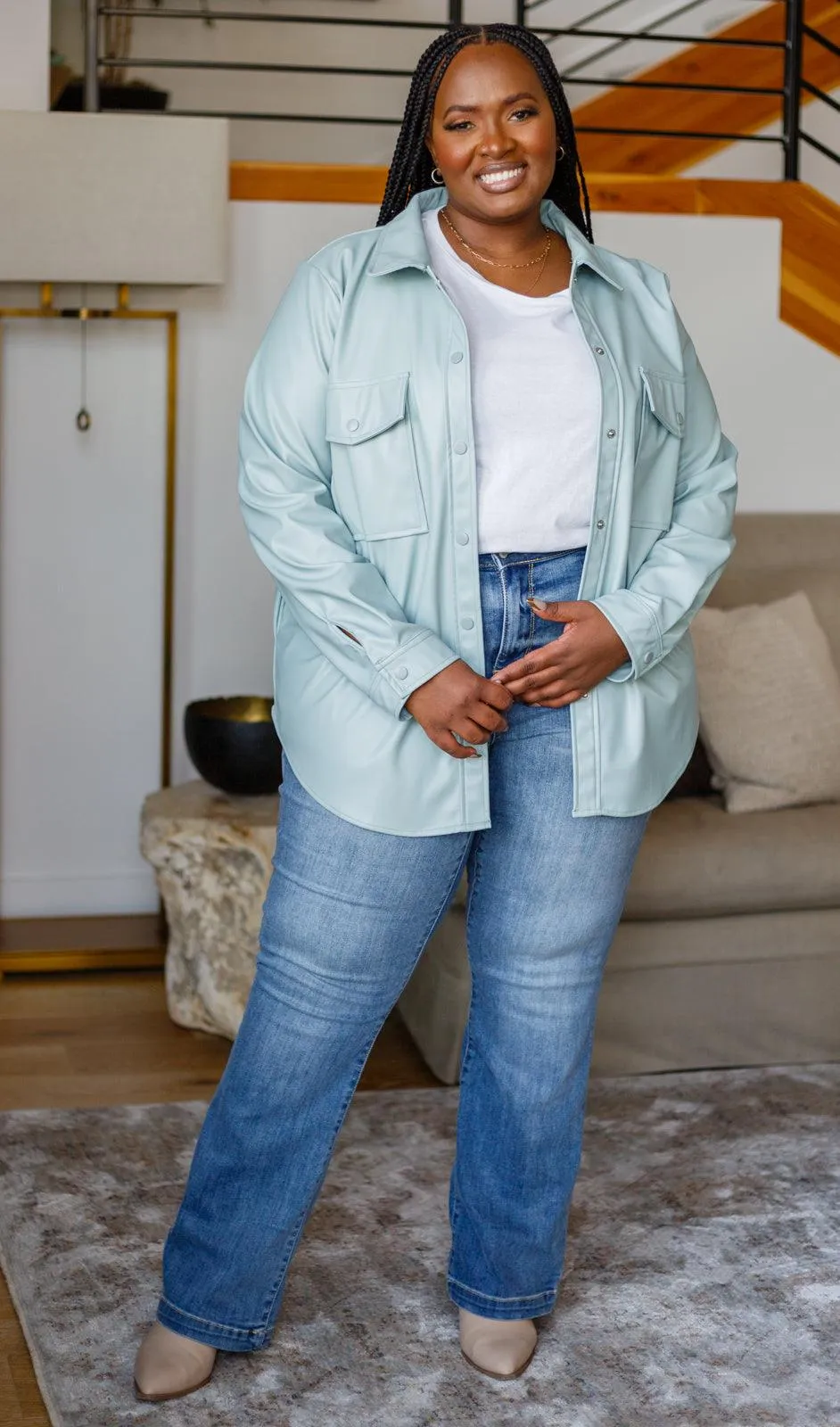 Hazel Blues® | Endlessly Longing Faux Leather Shacket
