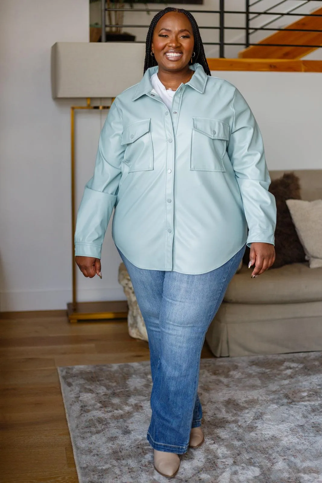 Hazel Blues® | Endlessly Longing Faux Leather Shacket