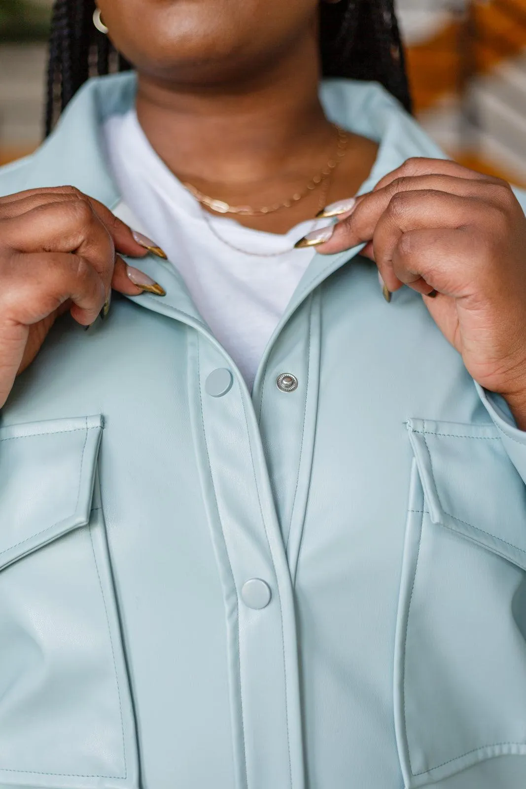Hazel Blues® | Endlessly Longing Faux Leather Shacket