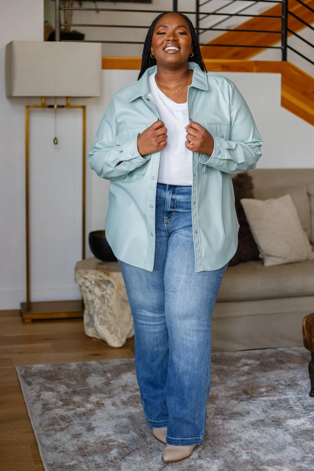 Hazel Blues® | Endlessly Longing Faux Leather Shacket