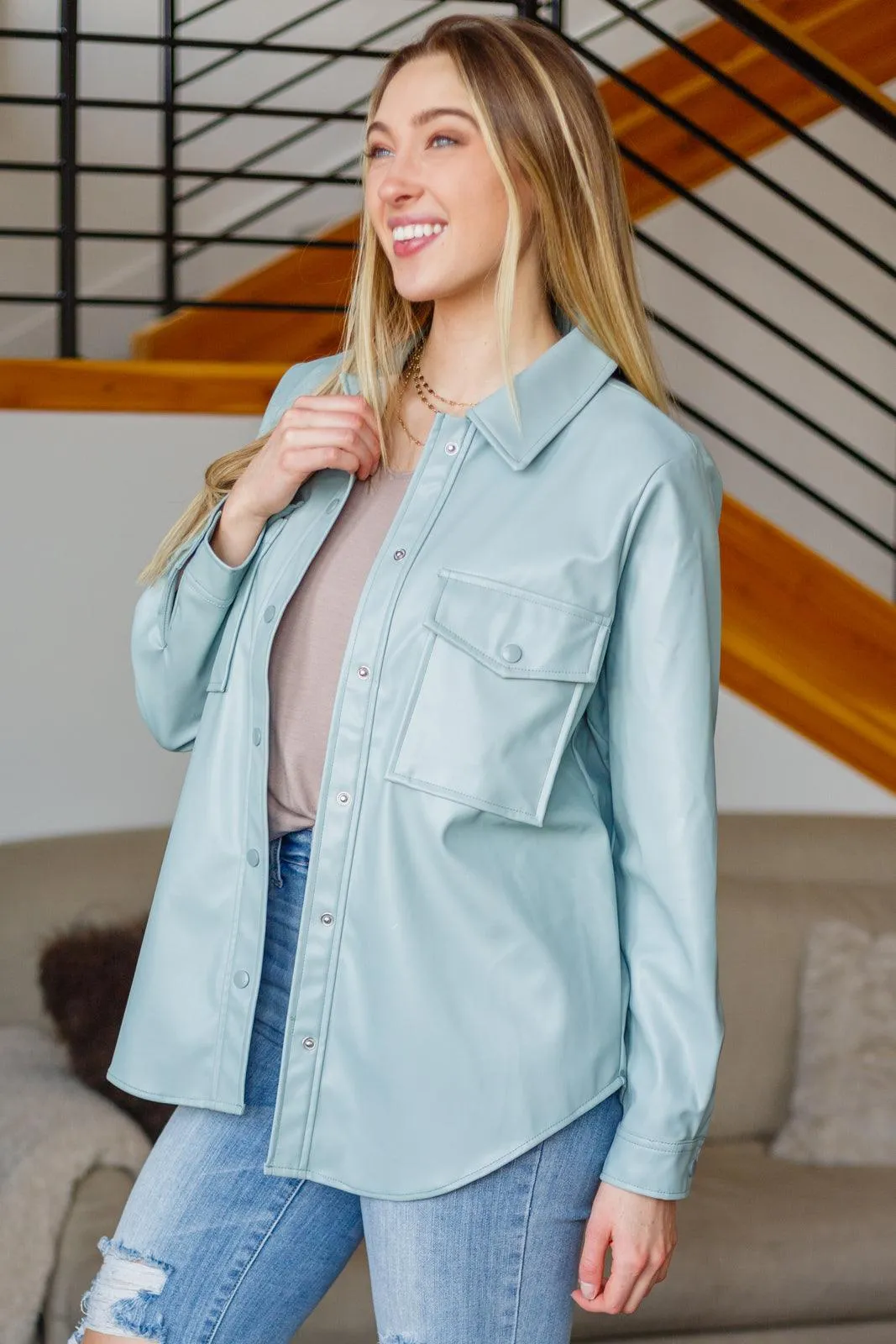 Hazel Blues® | Endlessly Longing Faux Leather Shacket