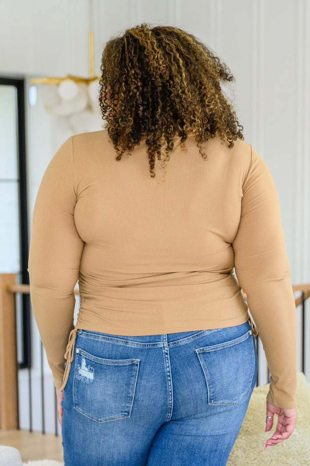 Hazel Blues® | Hold Me Tight Ribbed Long Sleeve Top In Tan
