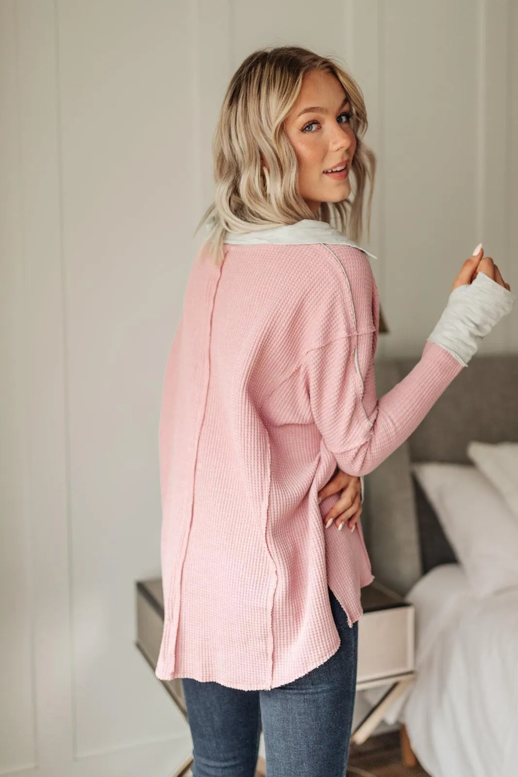 Hazel Blues® | Mia Waffle Knit Long Sleeve In Pink