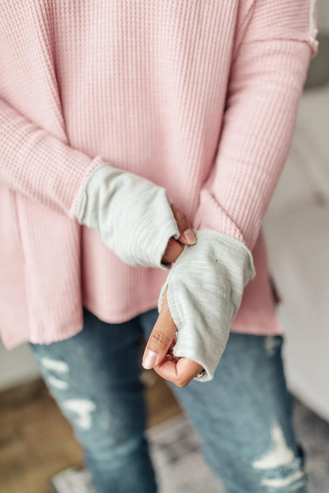 Hazel Blues® | Mia Waffle Knit Long Sleeve In Pink