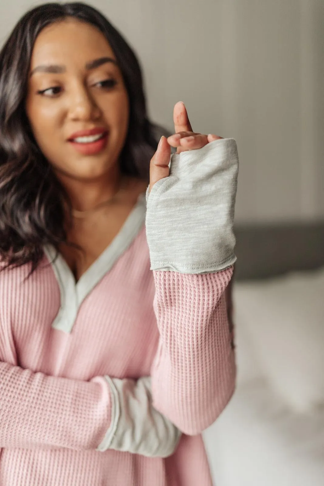 Hazel Blues® | Mia Waffle Knit Long Sleeve In Pink