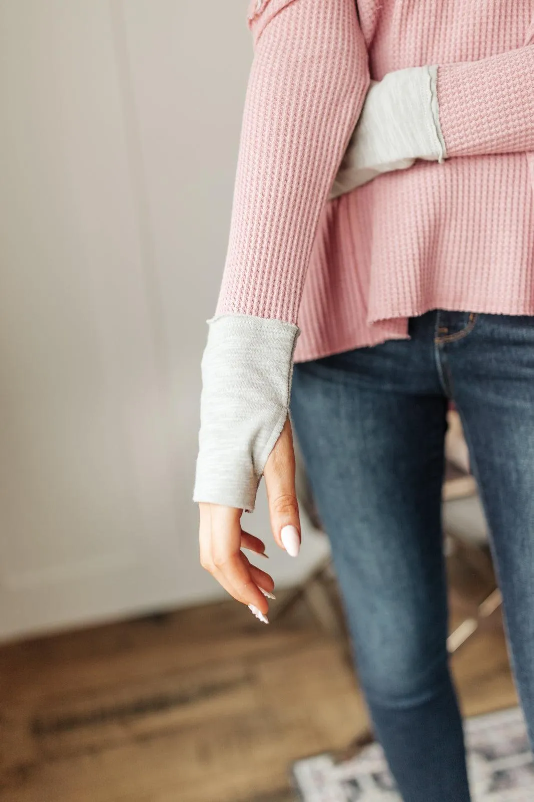Hazel Blues® | Mia Waffle Knit Long Sleeve In Pink