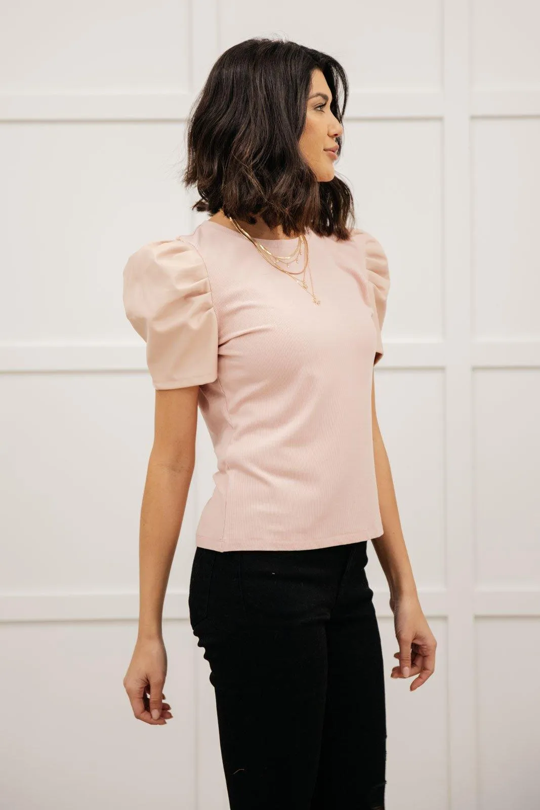Hazel Blues® | Rock On Puff Sleeve Top in Blush