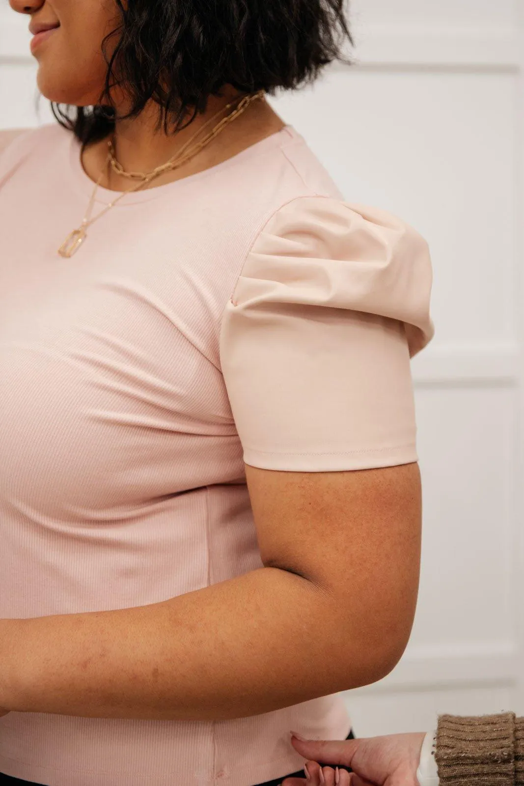 Hazel Blues® | Rock On Puff Sleeve Top in Blush