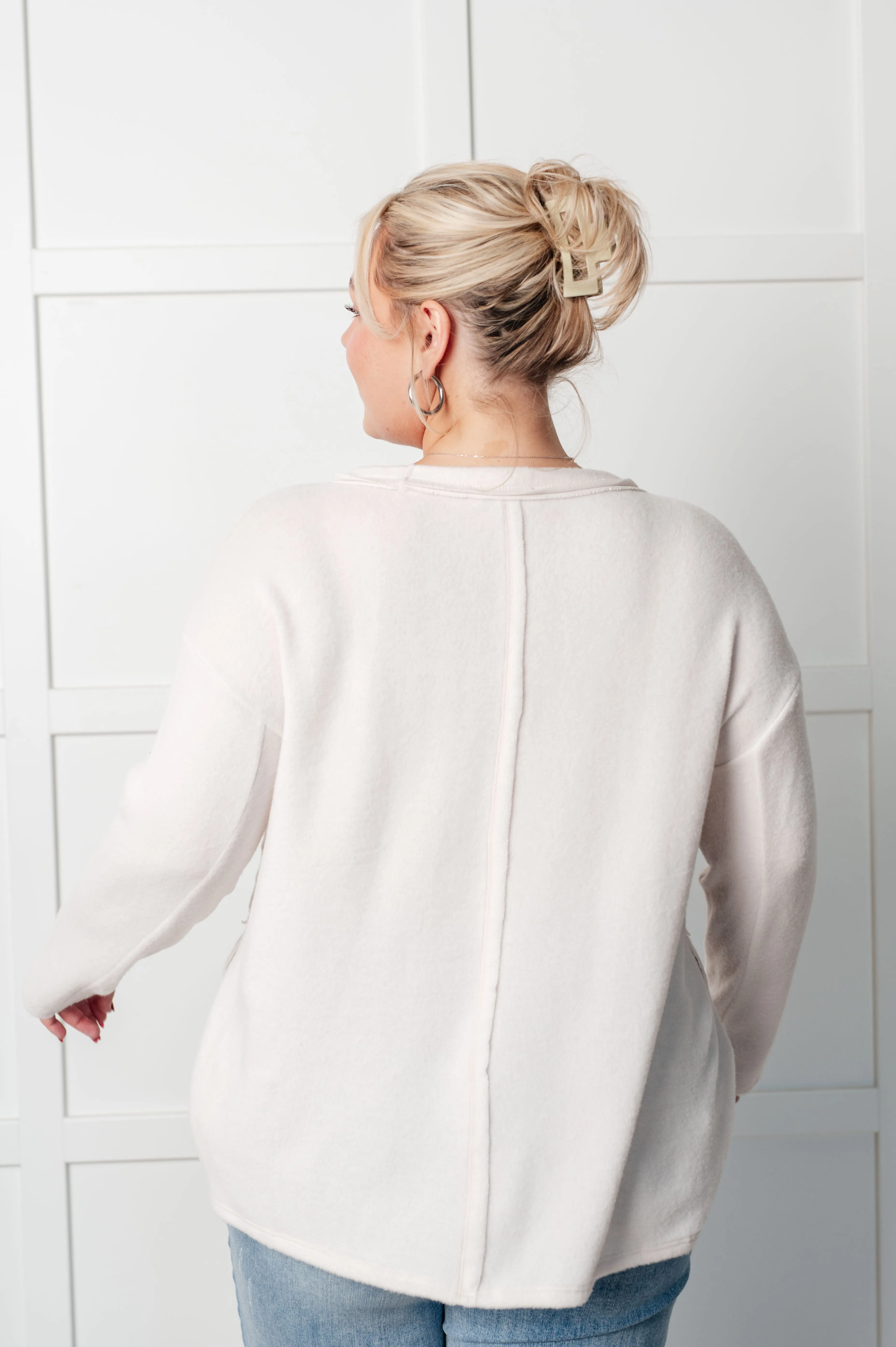 Hazel Blues® |  Simple Silhouette Brushed Hacci Sweater in Sand Beige