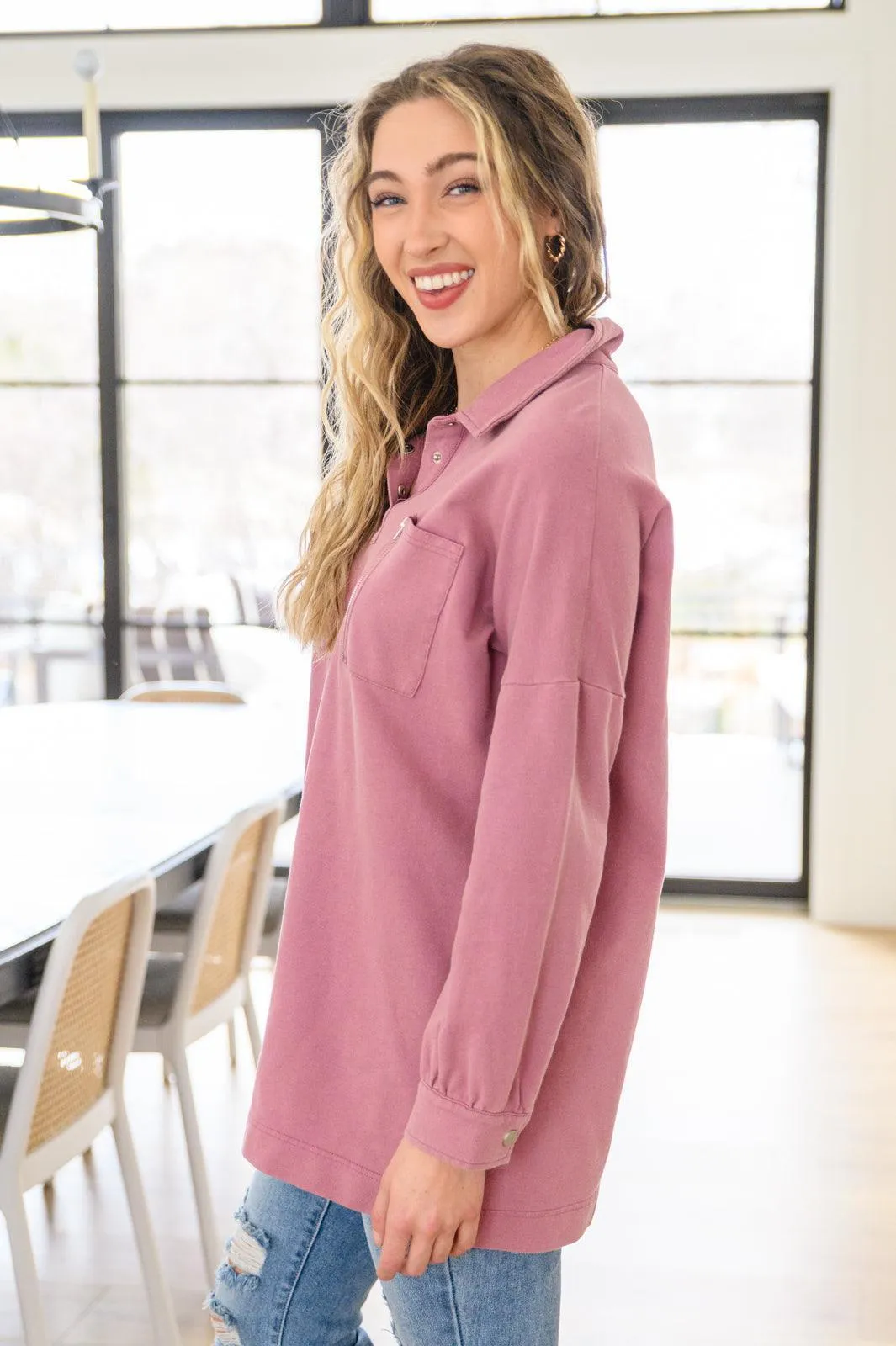 Hazel Blues® | Sweet Crush Collar Pullover in Mauve