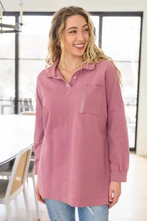 Hazel Blues® | Sweet Crush Collar Pullover in Mauve