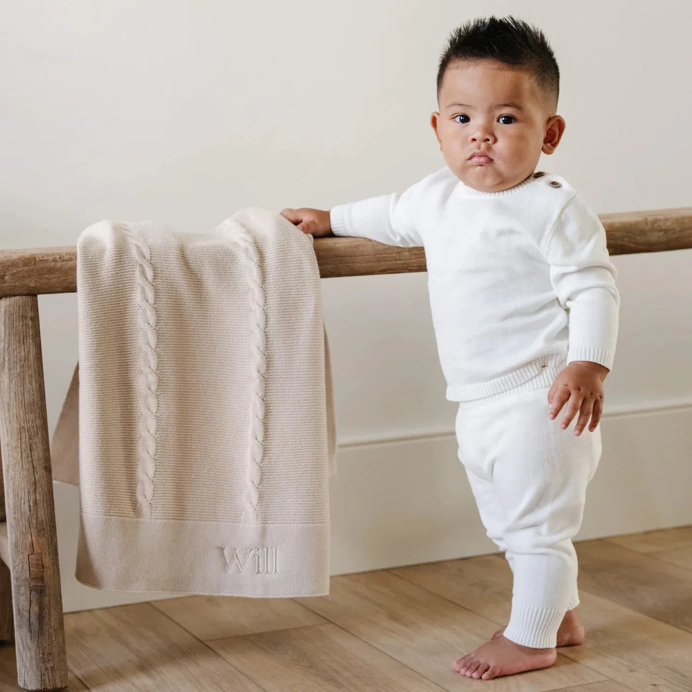 Heirloom Cotton Knit Set, Cream
