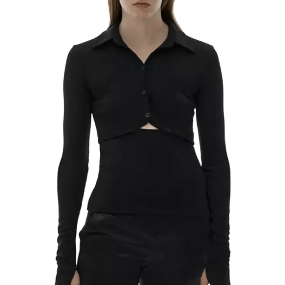 Helmet Lang cut out Top black ribbed SZ M