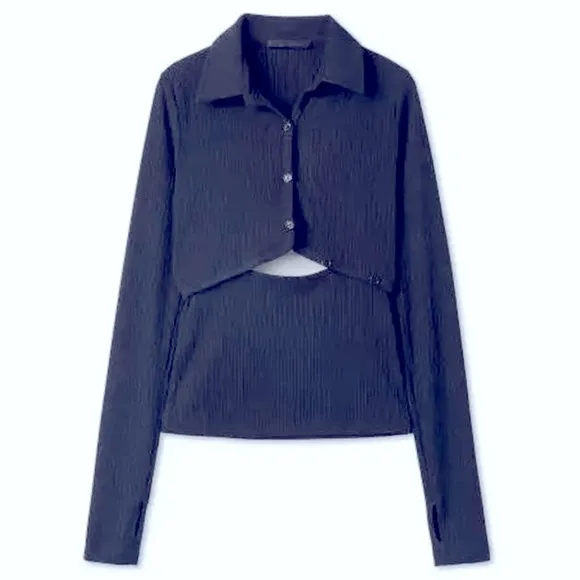 Helmet Lang cut out Top black ribbed SZ M
