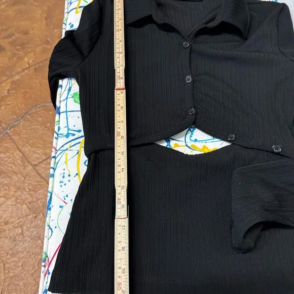 Helmet Lang cut out Top black ribbed SZ M