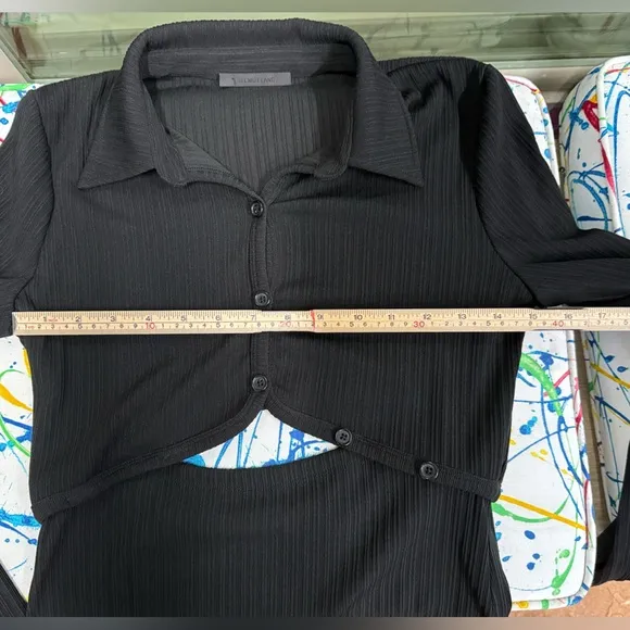 Helmet Lang cut out Top black ribbed SZ M