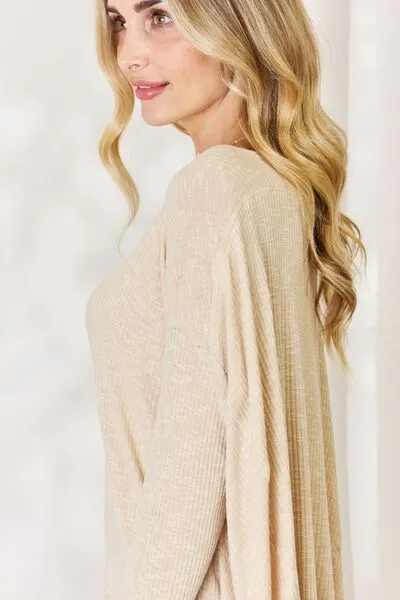 HEYSON Full Size Oversized Sharkbite Hem Top