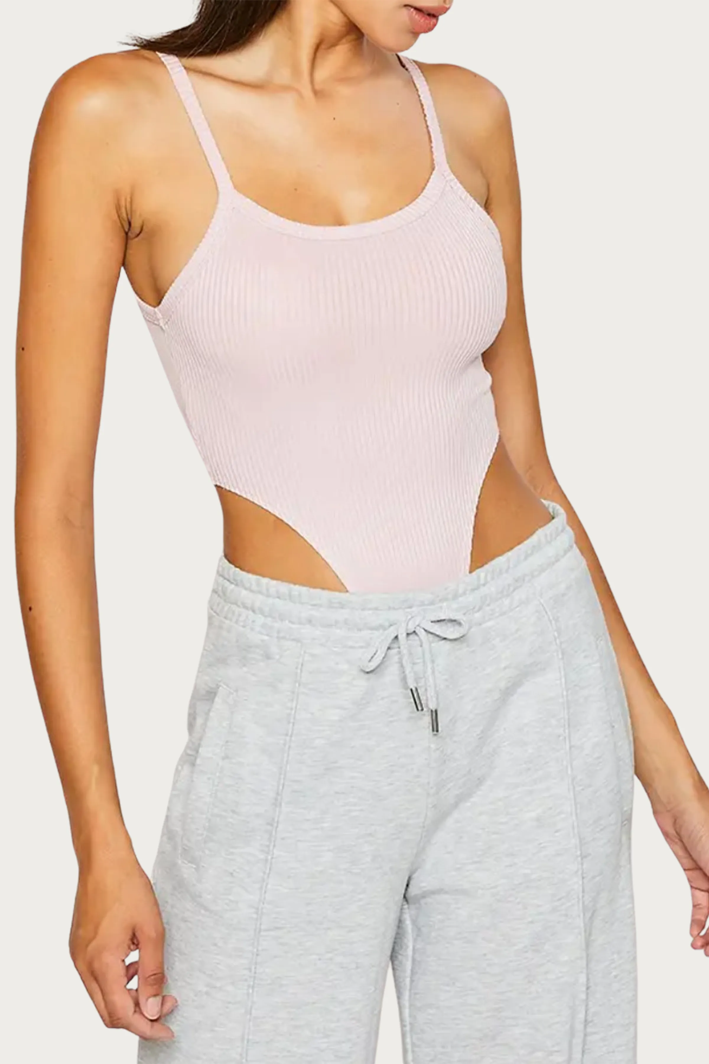 HIGH-LEG RIBBED KNIT BODYSUIT