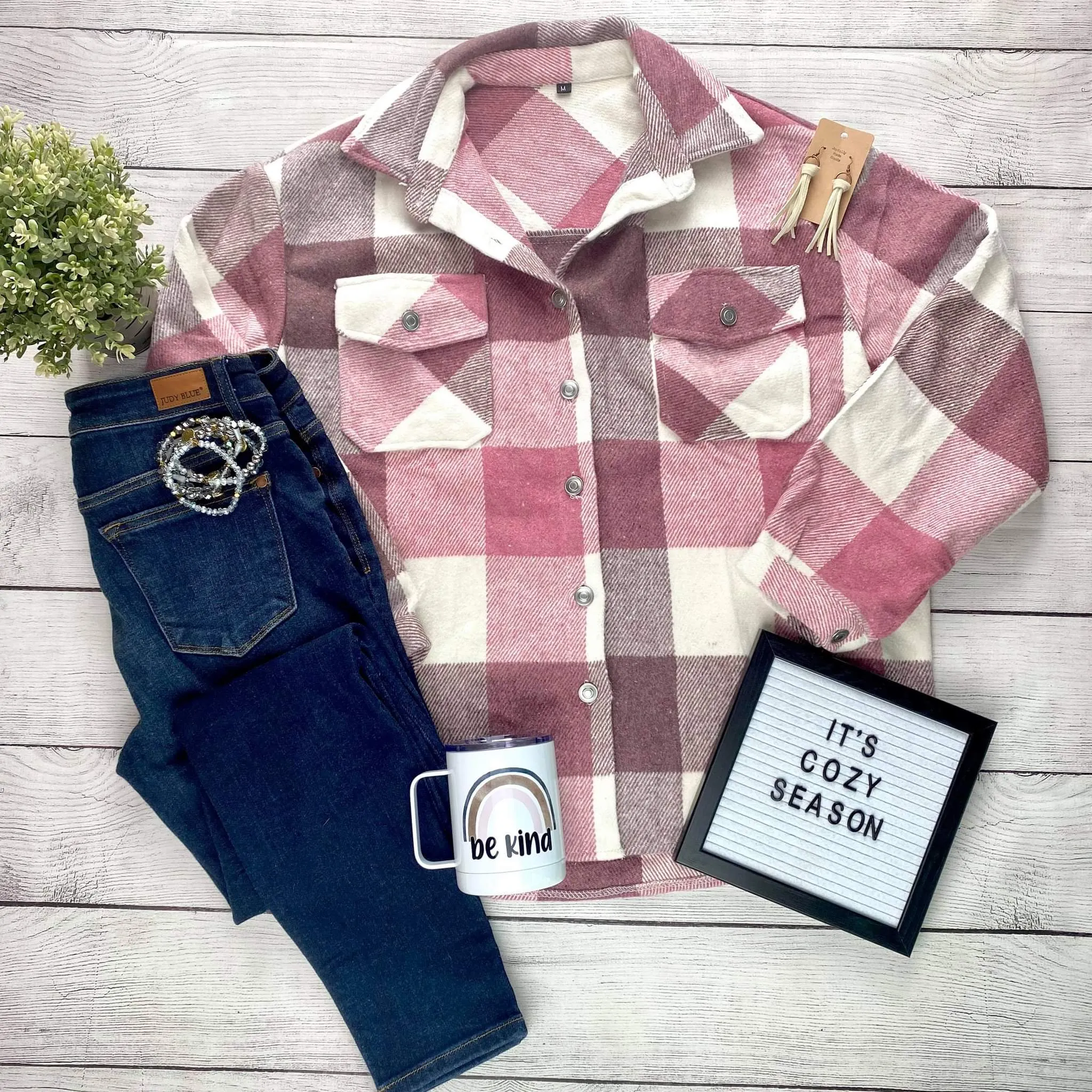 Holly Plaid Shacket - Raspberry Plaid