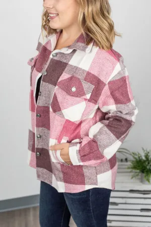 Holly Plaid Shacket - Raspberry Plaid