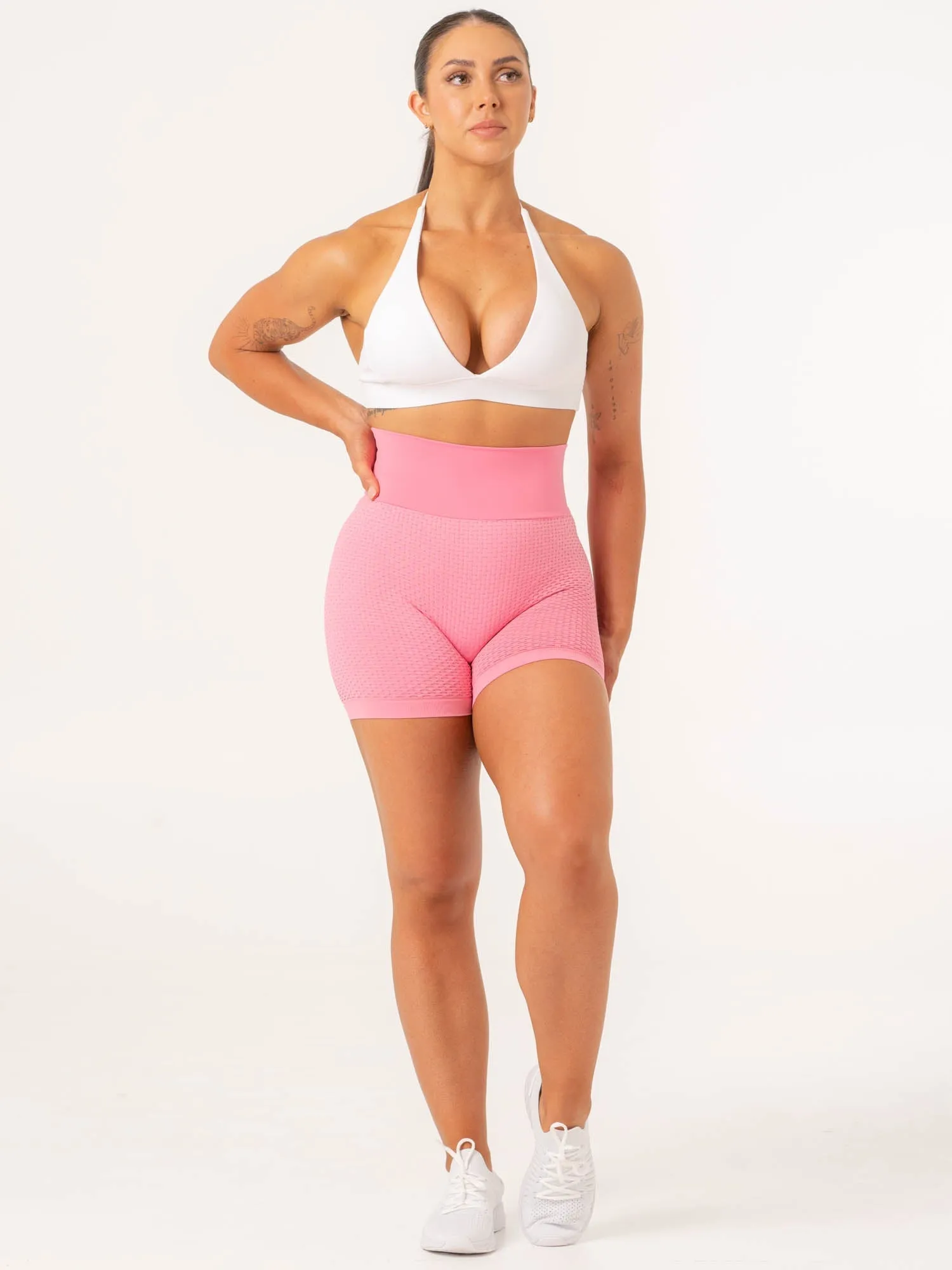 Honeycomb Scrunch Seamless Shorts - Bright Pink