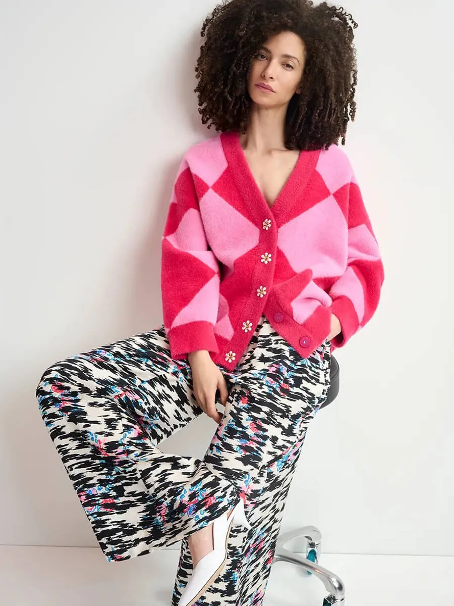 How Cardigan - Pink Harlequin