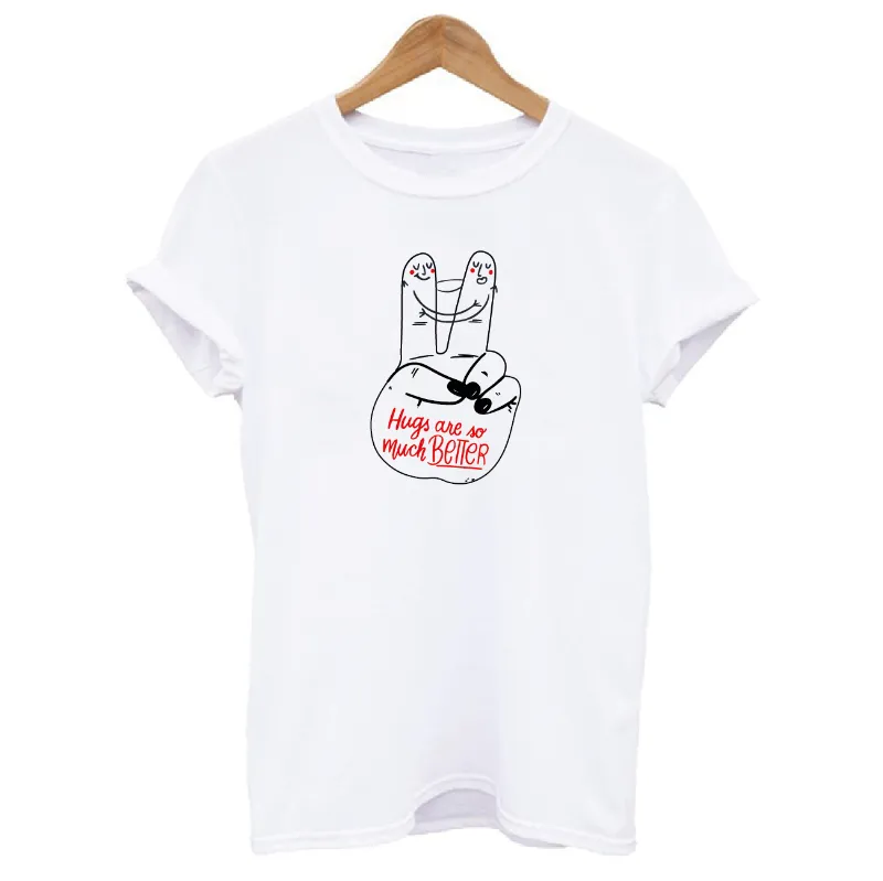 Hugs are so much Better Peace Sign Graphic Women's T-shirt