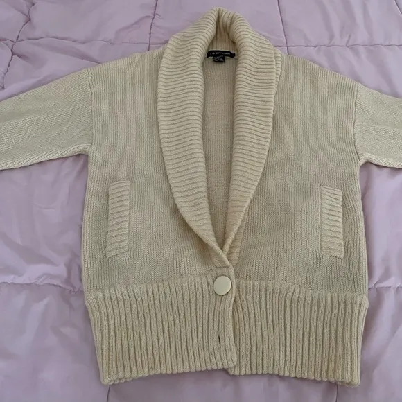 I.B. Diffusion cream wool mohair blend oversized chunky shawl collar cardigan S