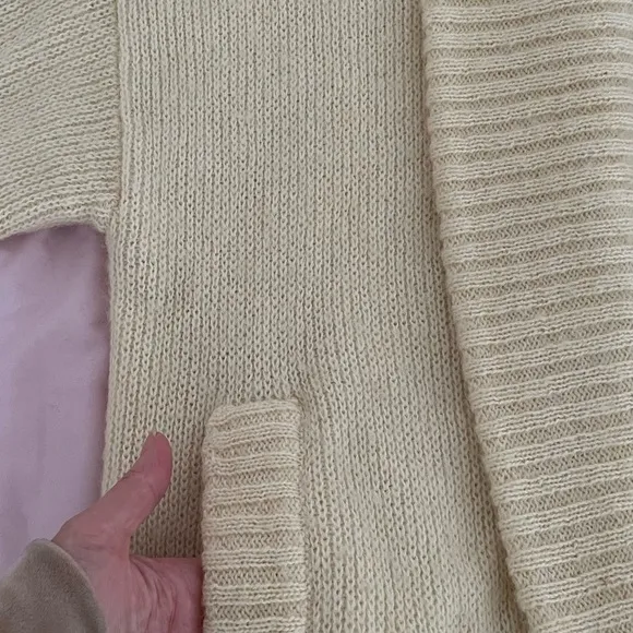 I.B. Diffusion cream wool mohair blend oversized chunky shawl collar cardigan S