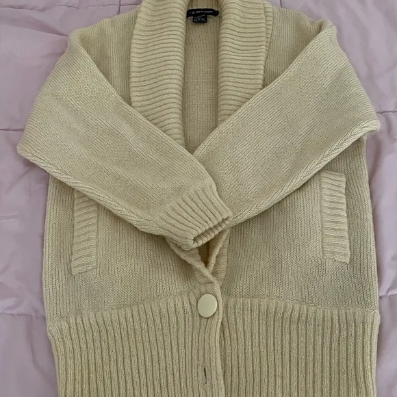 I.B. Diffusion cream wool mohair blend oversized chunky shawl collar cardigan S