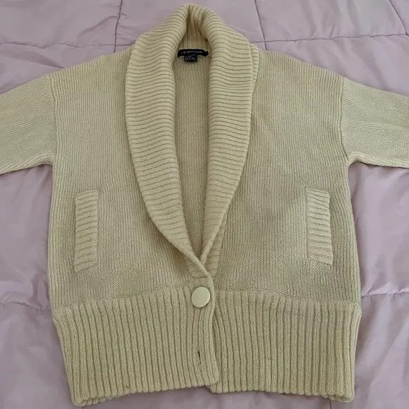 I.B. Diffusion cream wool mohair blend oversized chunky shawl collar cardigan S