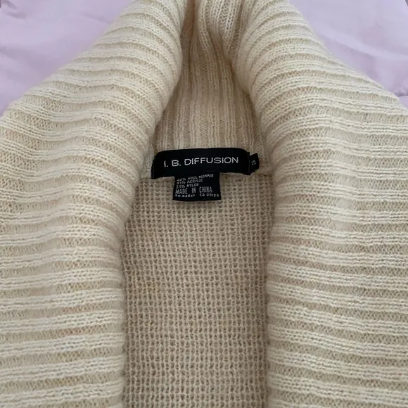 I.B. Diffusion cream wool mohair blend oversized chunky shawl collar cardigan S