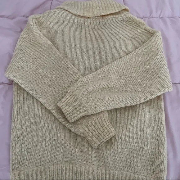 I.B. Diffusion cream wool mohair blend oversized chunky shawl collar cardigan S