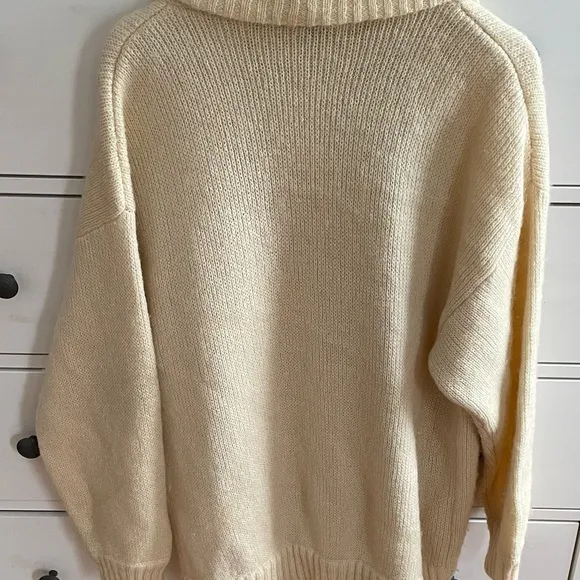 I.B. Diffusion cream wool mohair blend oversized chunky shawl collar cardigan S