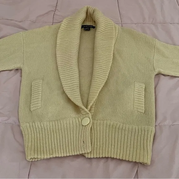 I.B. Diffusion cream wool mohair blend oversized chunky shawl collar cardigan S