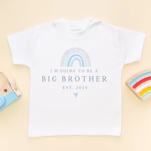 I'm Going To Be a Big Brother Blue Rainbow Personalised Toddler & Kids T Shirt