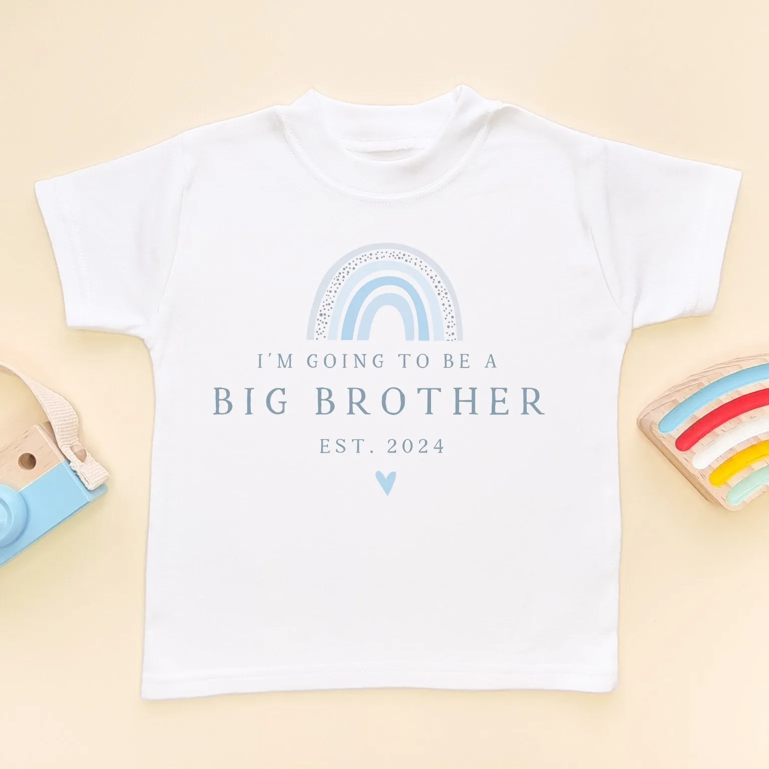 I'm Going To Be a Big Brother Blue Rainbow Personalised Toddler & Kids T Shirt