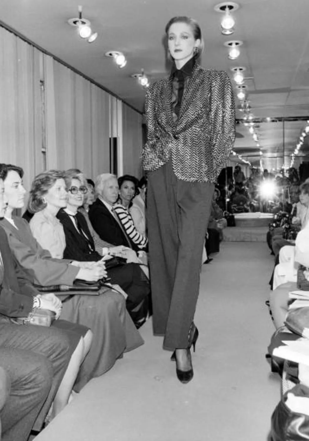 Impeccable Fall 1984 John Anthony Couture Silver & Black Chevron Hand Beaded & Sequin Jacket
